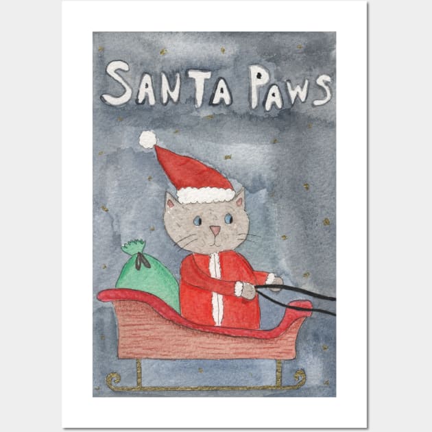 Santa paws painting Wall Art by Charlotsart